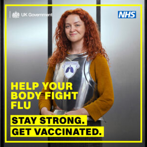 image of patient with asthma wearing a shield to show the effect of being vaccinated
